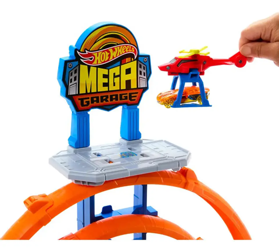Hot Wheels Pista Mega City Loop Garage 65cm Alto Helicoptero 5