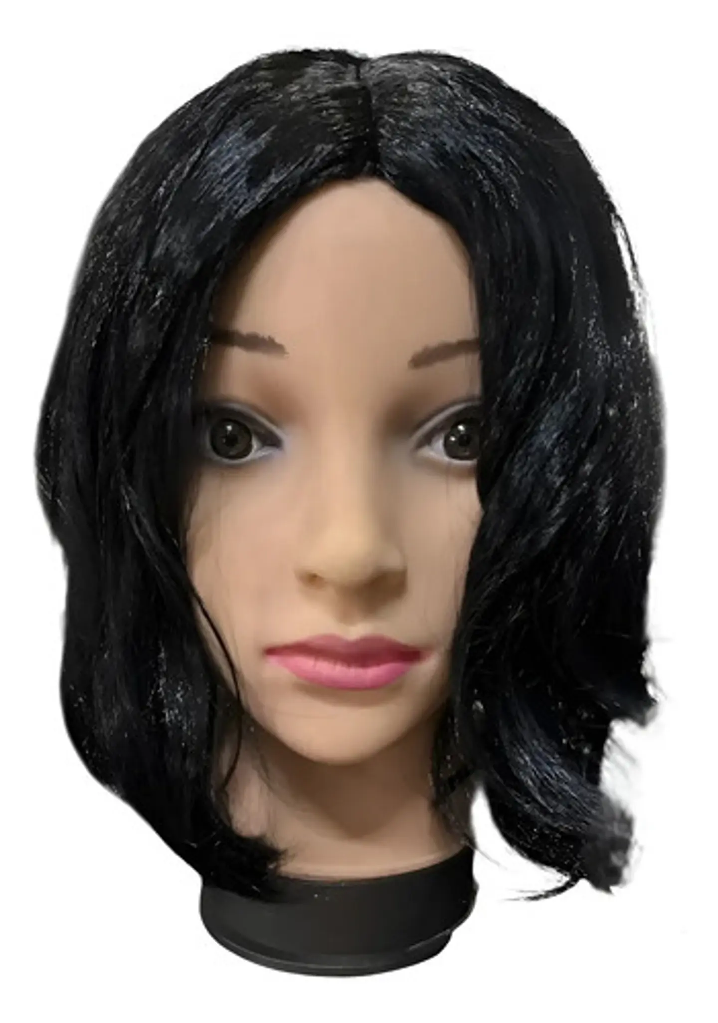 Peluca De Mujer Negra Corta Rizada Blanca Nieve Cosplay 1