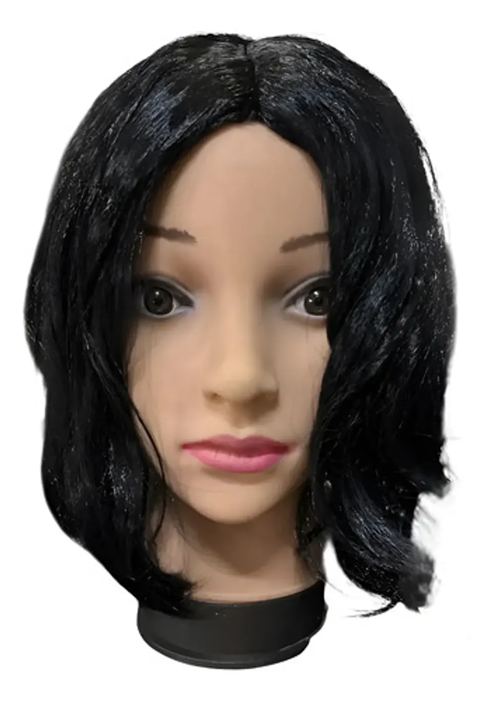Peluca De Mujer Negra Corta Rizada Blanca Nieve Cosplay 1