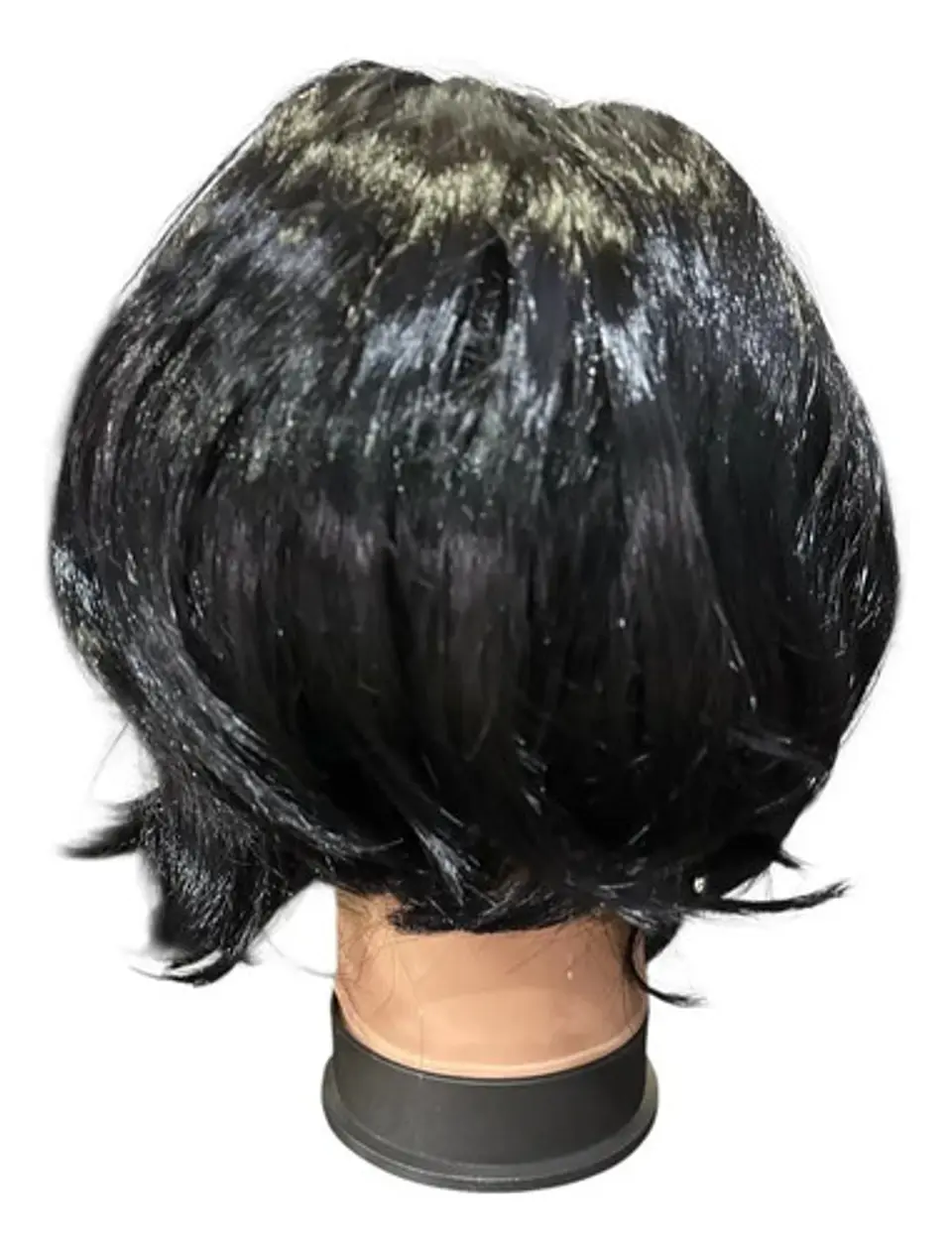Peluca De Mujer Negra Corta Rizada Blanca Nieve Cosplay 3