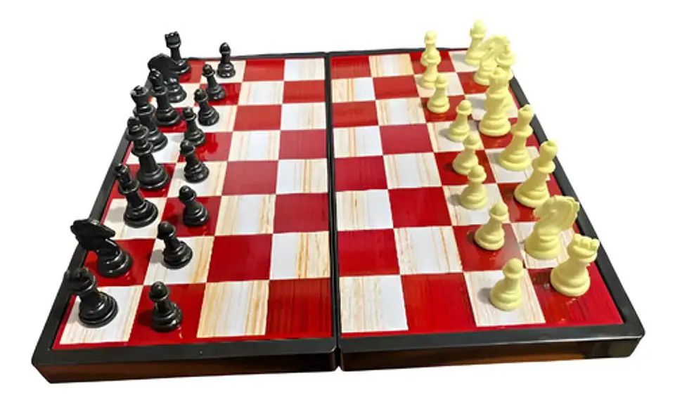 Juego Ajedrez 4 En 1 25x25 Checker Backgammon Poker Plegable 1