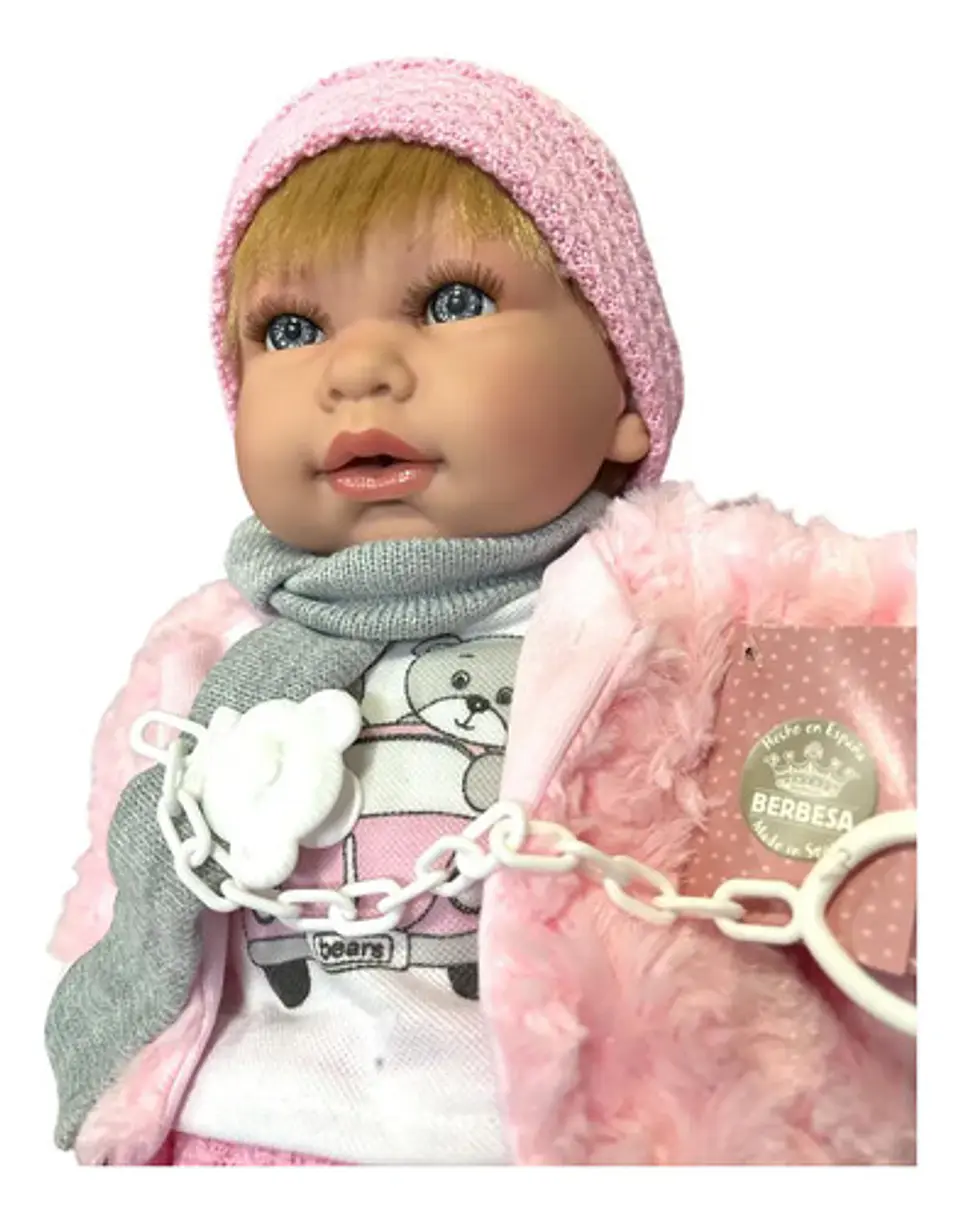 Bebe Reborn Arias Muñeca Realista Berbesa Lloron Rosa 3