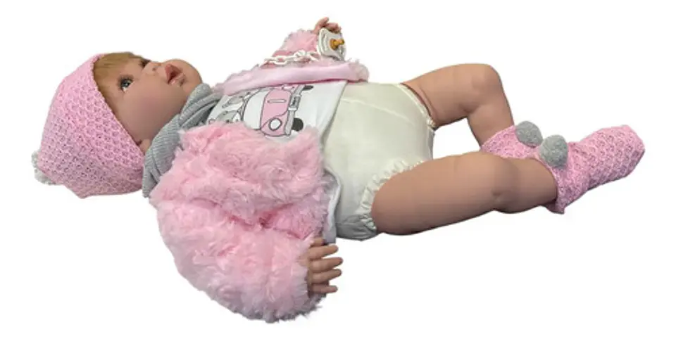 Bebe Reborn Arias Muñeca Realista Berbesa Lloron Rosa 4
