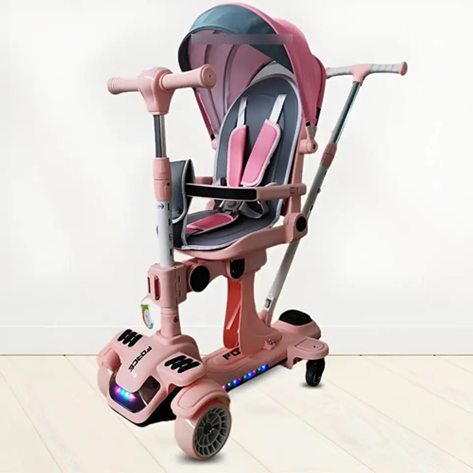 Triciclo 5 En 1 Scooter Carriola Coche Patineta Para Niña 2