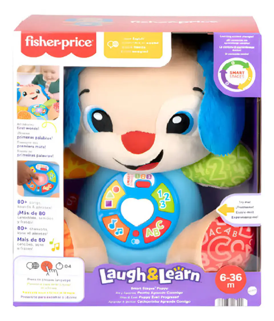 Peluche Puppy Perrito Aprende Conmigo Fisher-price Azul Claro Tamaño Mediano 1