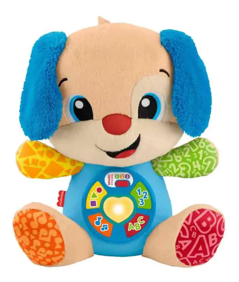 Peluche Puppy Perrito Aprende Conmigo Fisher-price Azul Claro Tamaño Mediano 2