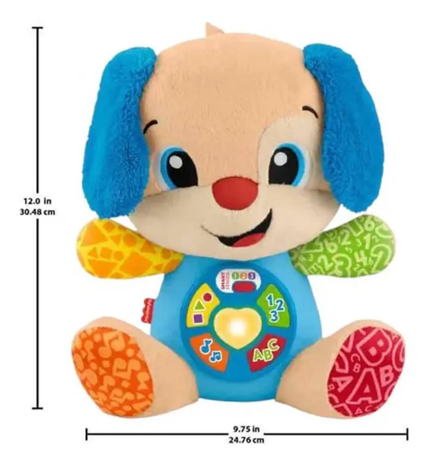 Peluche Puppy Perrito Aprende Conmigo Fisher-price Azul Claro Tamaño Mediano 3