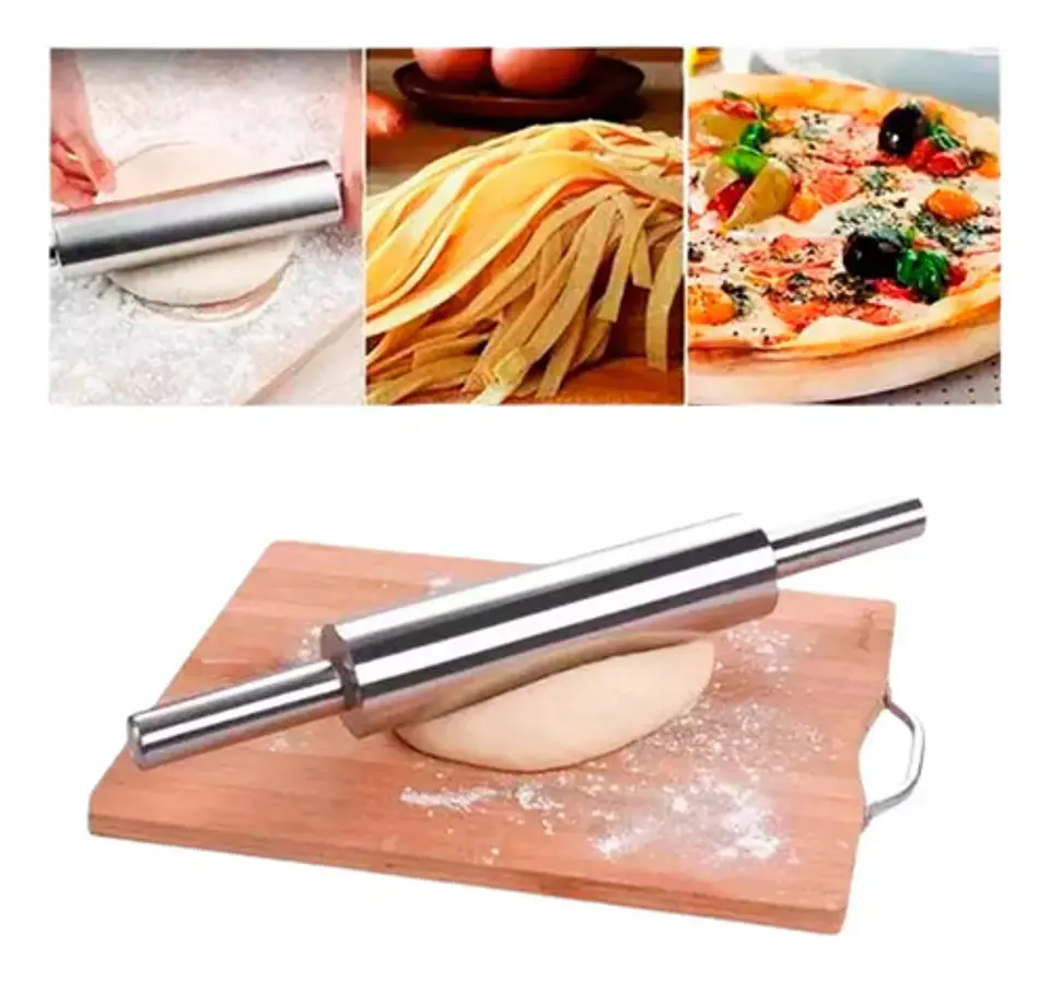 Rodillo Acero Inoxidable Repostería  Amasar Panaderia Pizza 5
