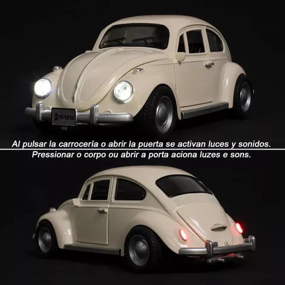 Volkswagen Beetle 1955 Clásico  Metal Coche 1/18 Topolino 4