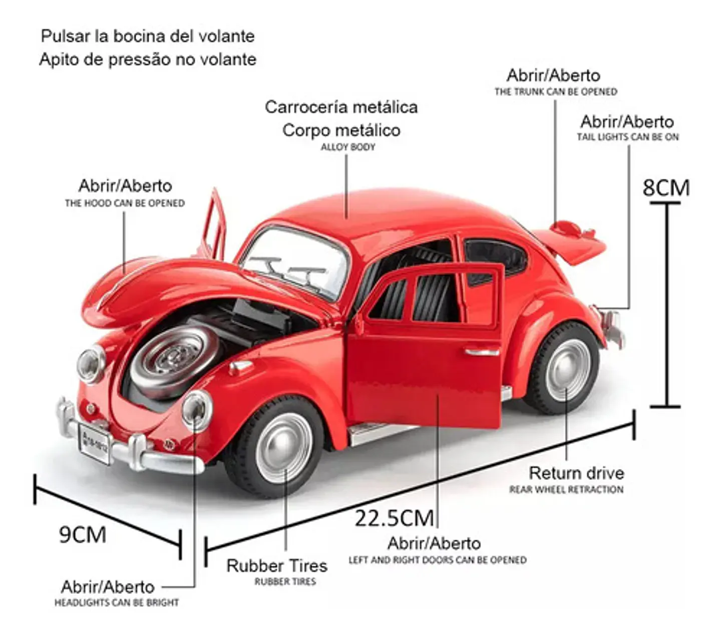 Volkswagen Beetle 1955 Clásico  Metal Coche 1/18 Topolino 14