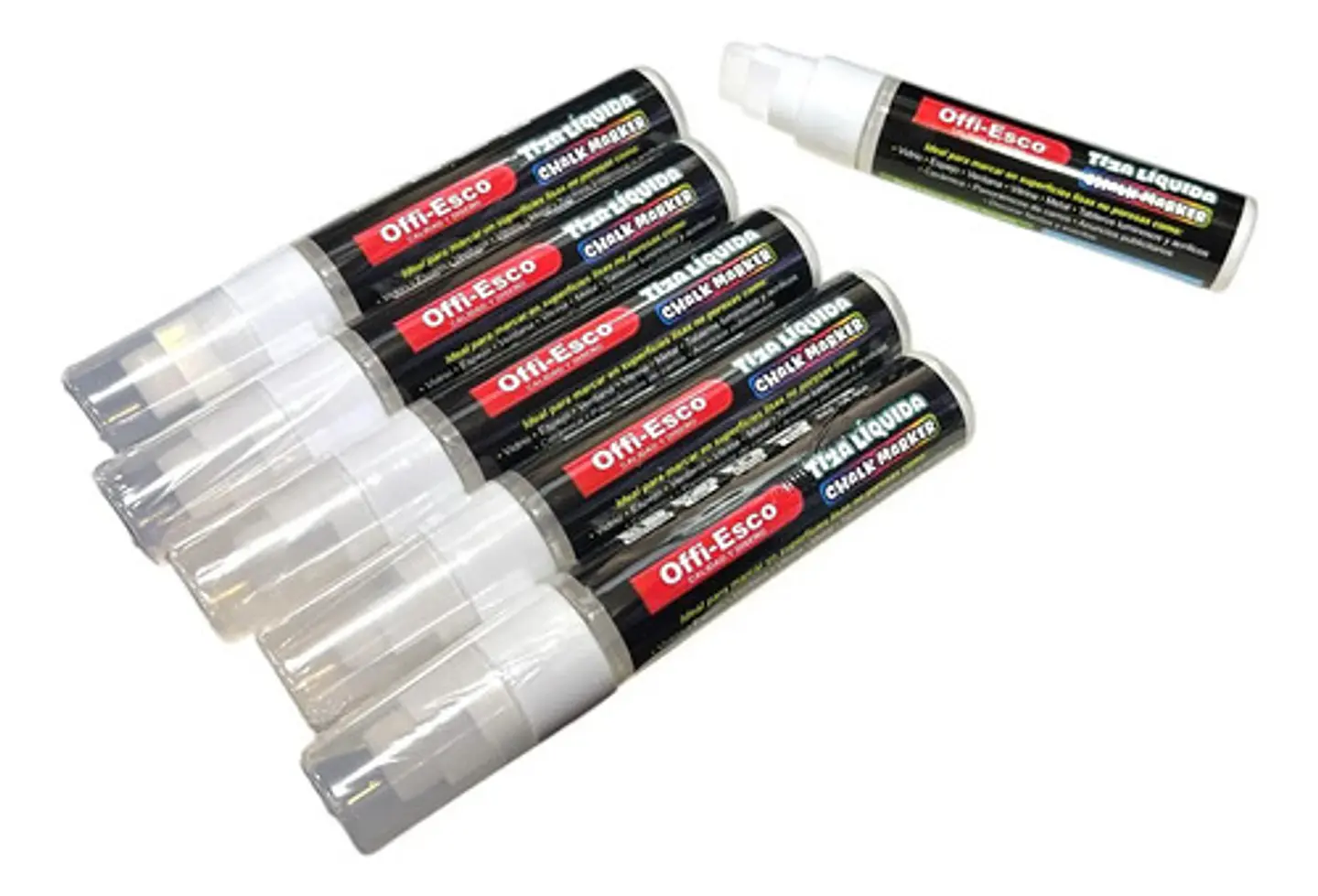 Marcadores Tiza Liquida Punta Reversible 6 Und Blancos 1