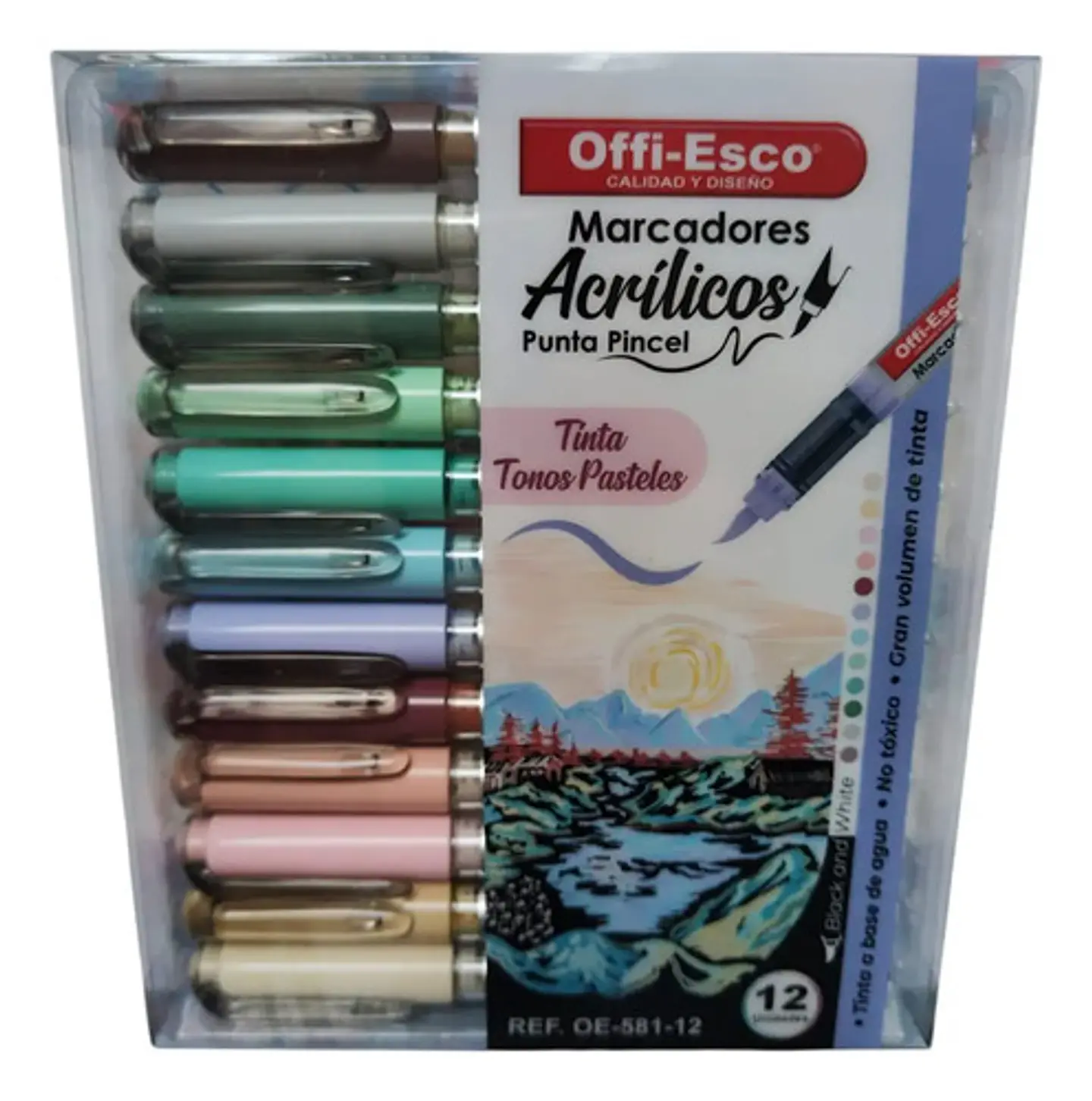 Marcadores Pastel Acrílicos X 12 Unds Punta Pincel Offi-esco 6