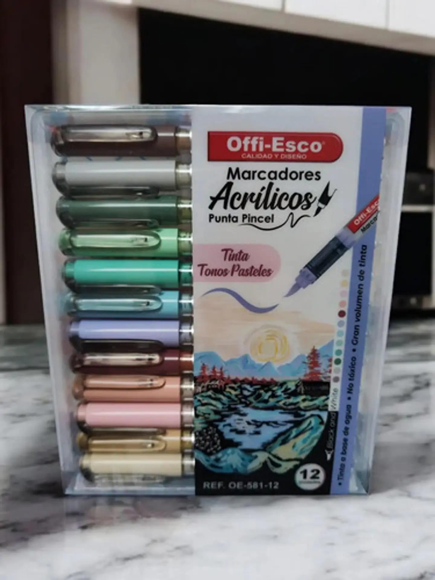 Marcadores Pastel Acrílicos X 12 Unds Punta Pincel Offi-esco 7