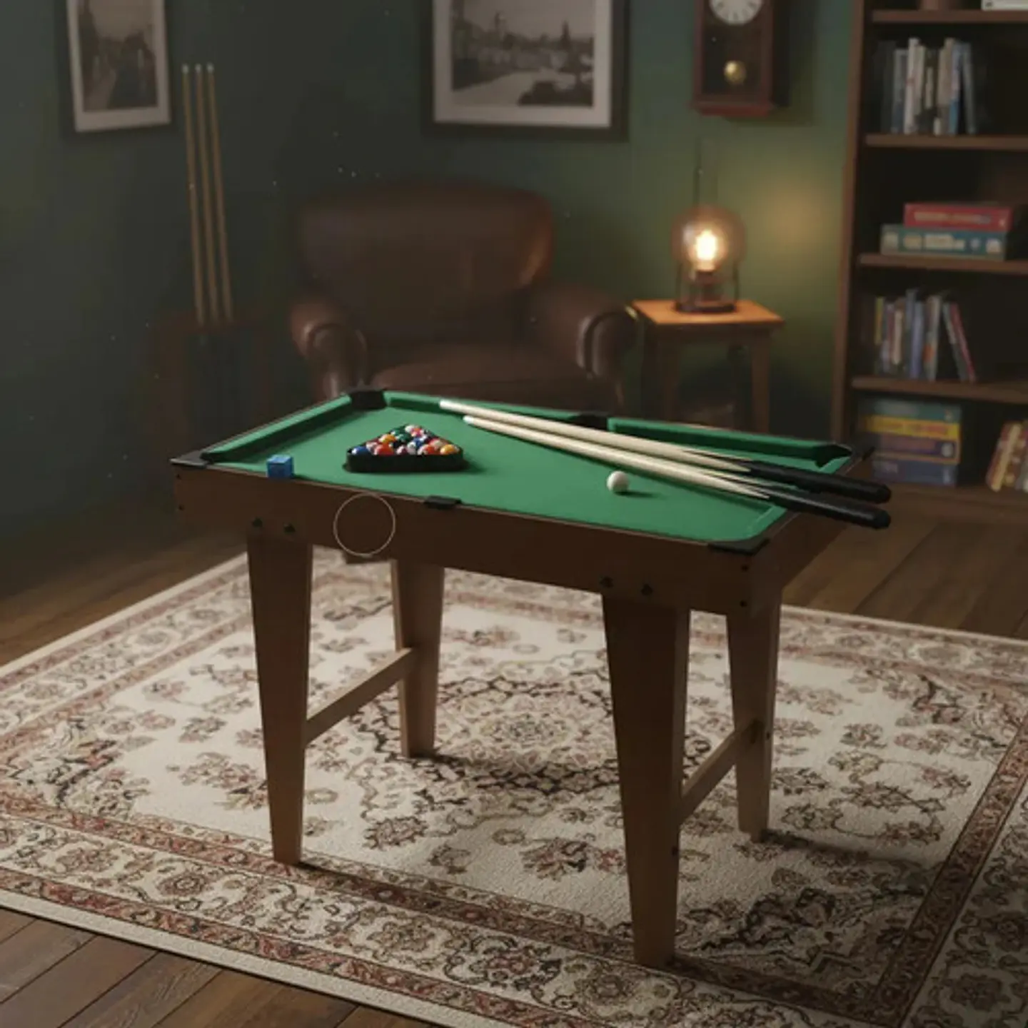 Juego Mini Mesa Billar Pool Portátil 69x60x37 Con Accesorios Verde Oscuro 8