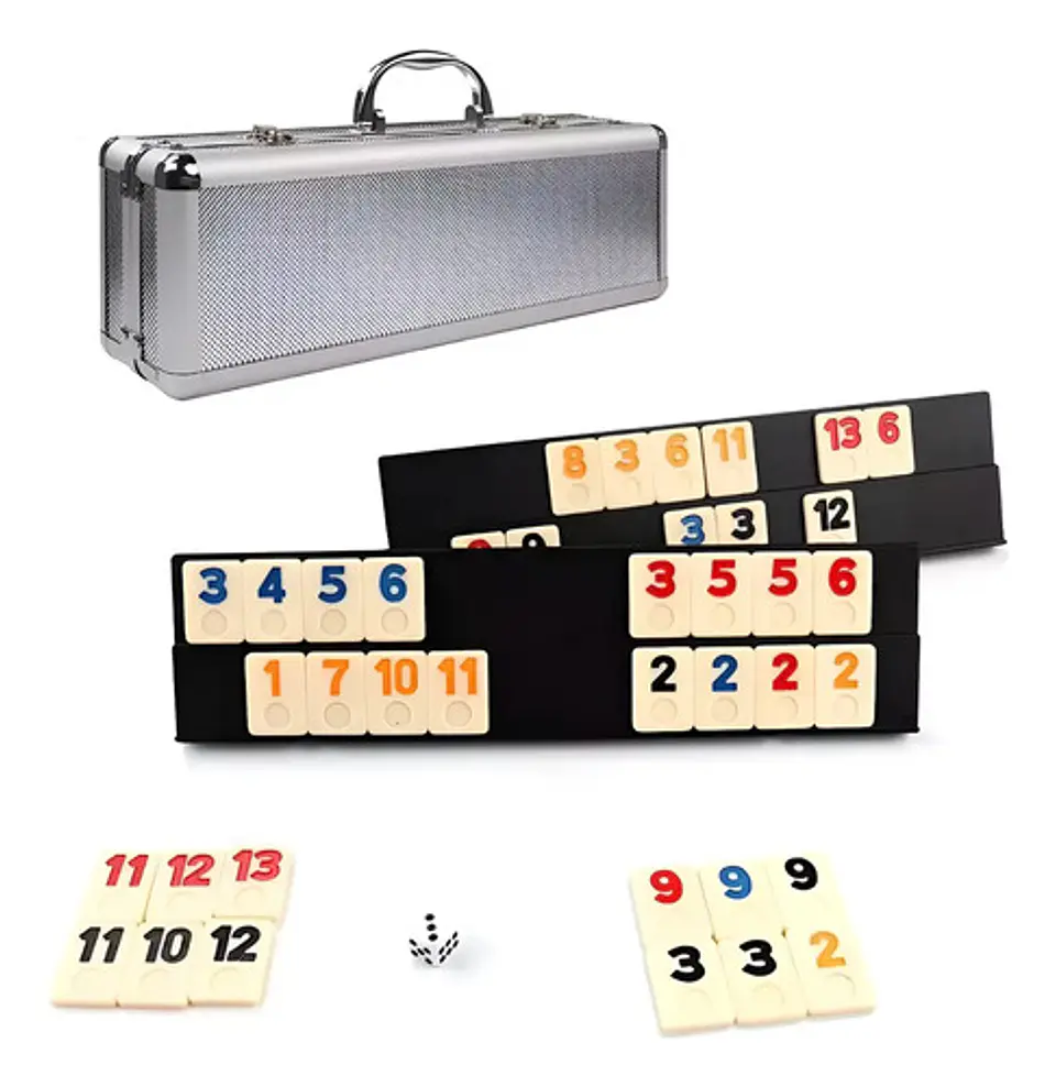 Juego Rummy Set Maletin Lujo Metal Mesa Fichas Familia 1