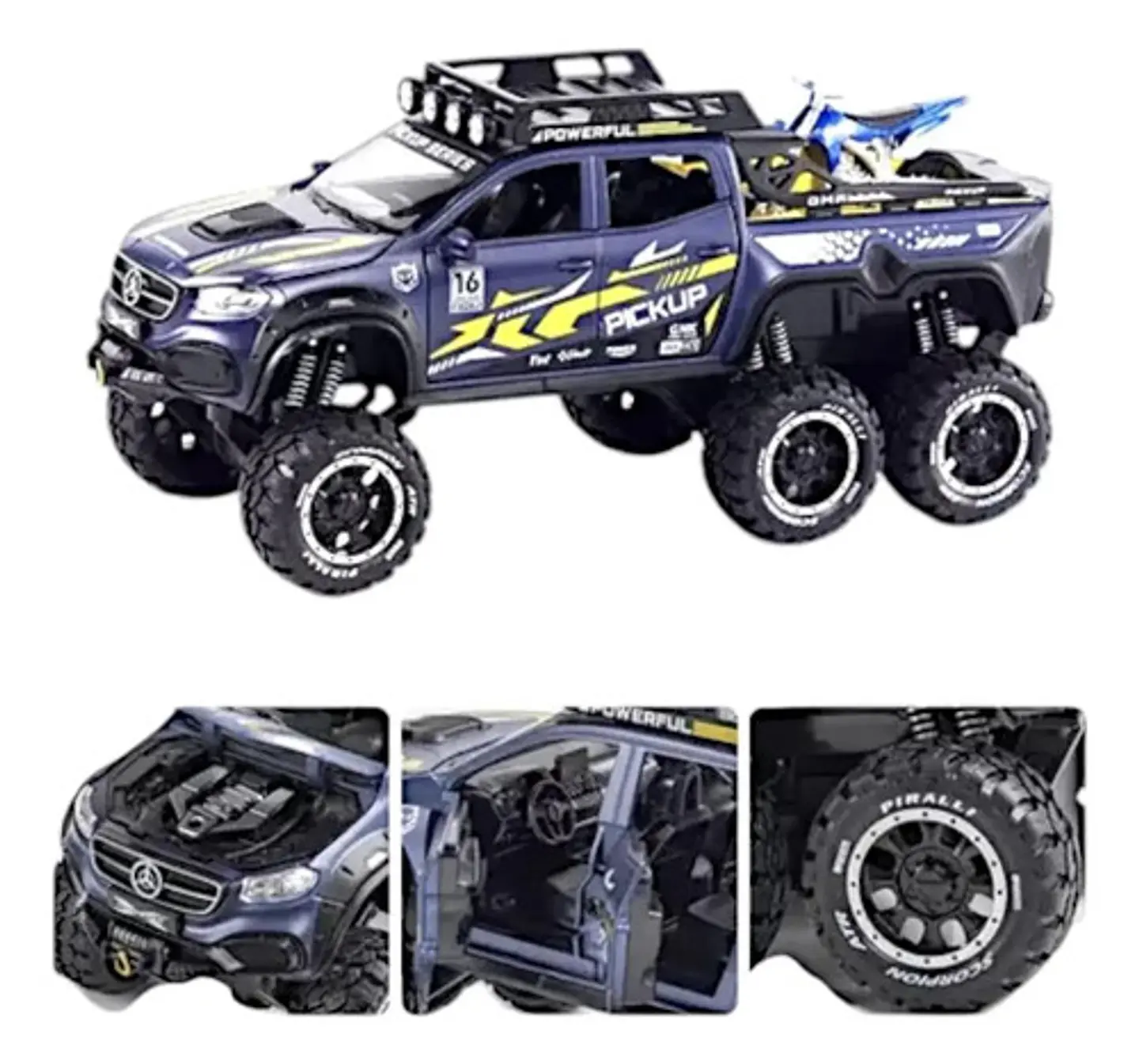 Camineta 6x6 Mercedes Benz X Escala 1:24 Luces Sonido 10