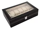 Estuche Caja Organizador Para Relojes 12 Ranuras Color Negro - Miniatura 3