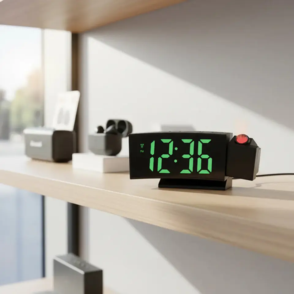 Reloj Despertador Electrónico Led Sobremesa Con Proyector 14