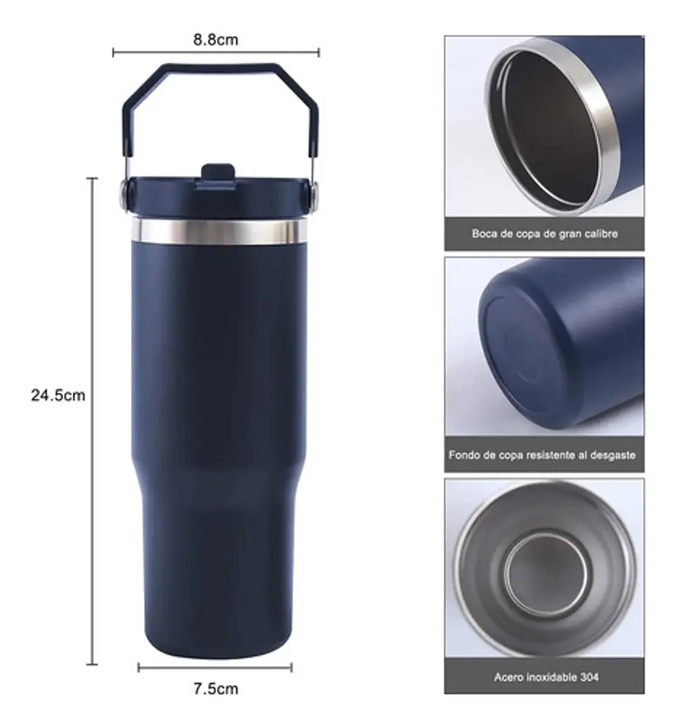 Termo Vaso Pitillo Deportivo Portatil Termico 890ml 18