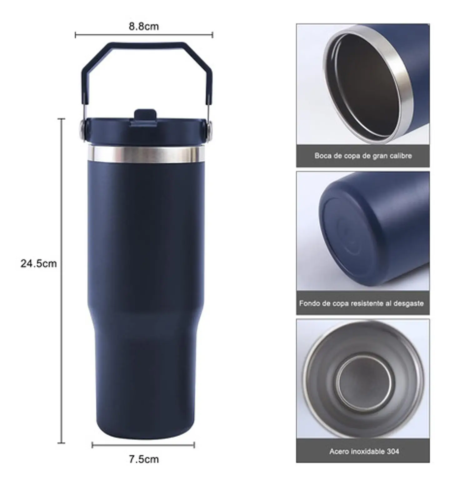 Termo Vaso Pitillo Deportivo Portatil Termico 890ml 24