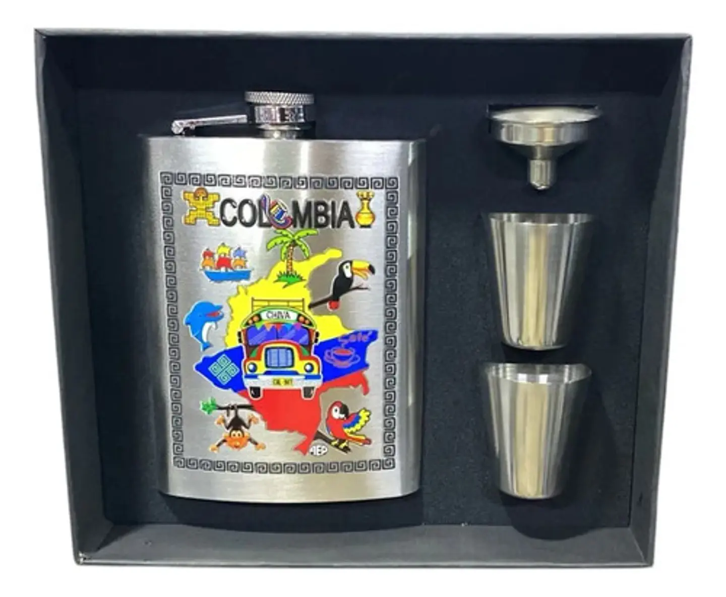 Licorera Whiskera Cantimplora Acero Copas Colombia Estuche 3