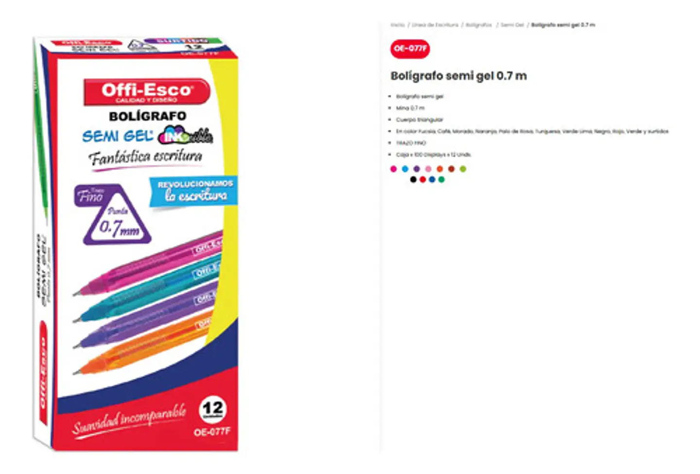Bolígrafo Semi Gel 0.7m Oe-077f 21