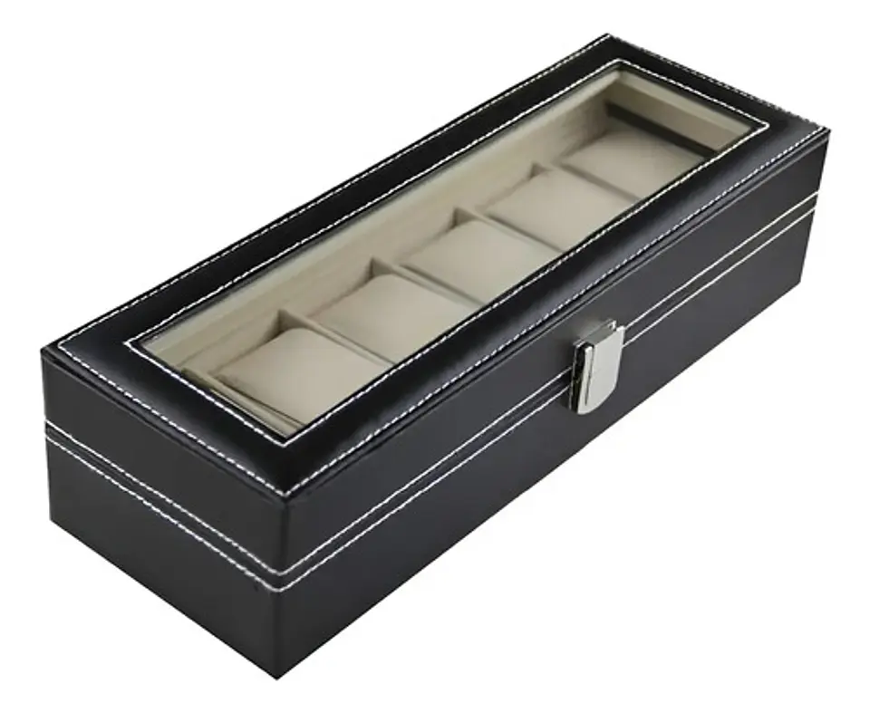 Caja Organizadora Relojes Macro Yl-11 Cuero Sintético Negro 6 Relojes 1