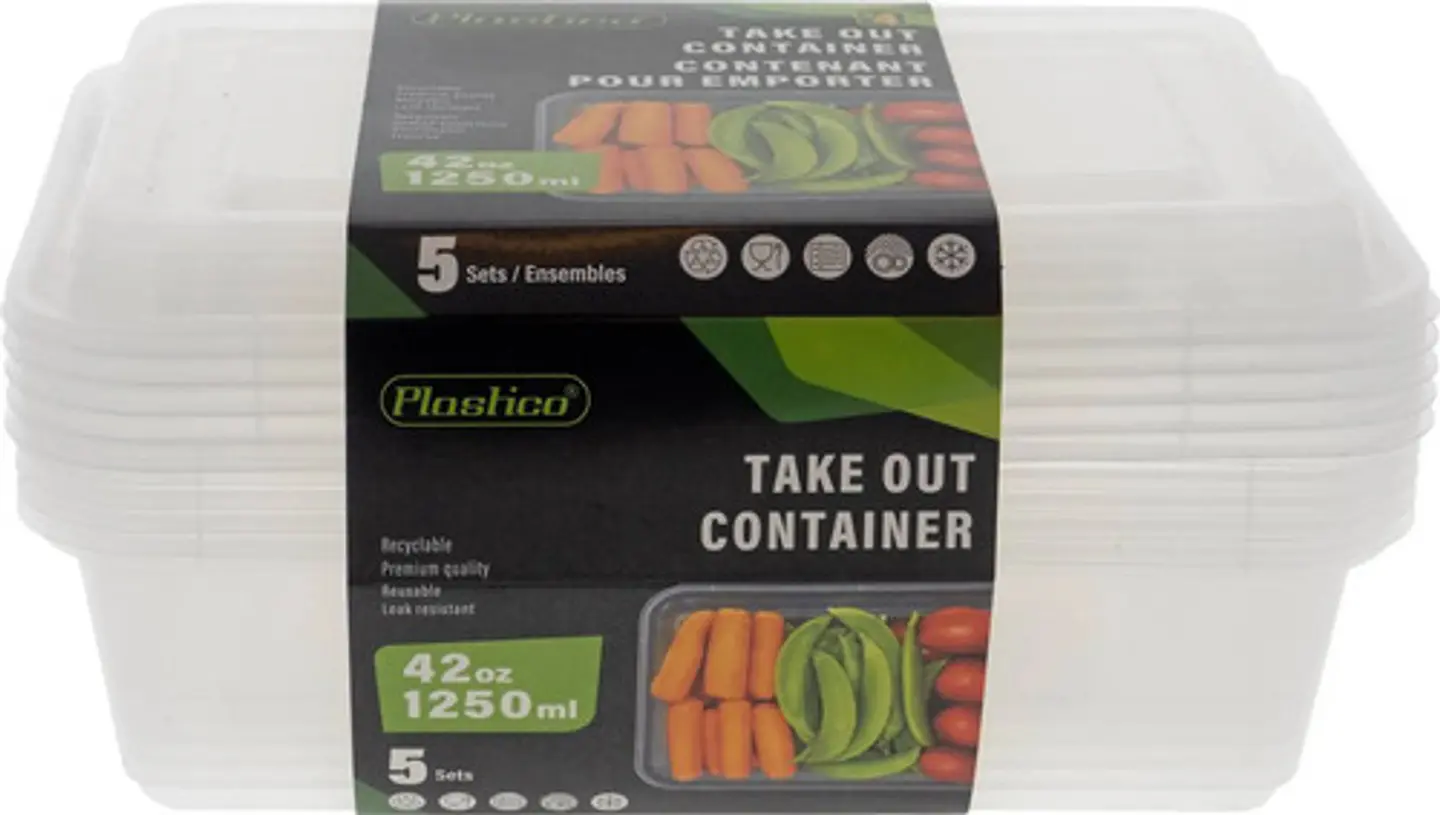 Set De 5 Contenedores De Alimentos Plastico 42oz 1250ml 4