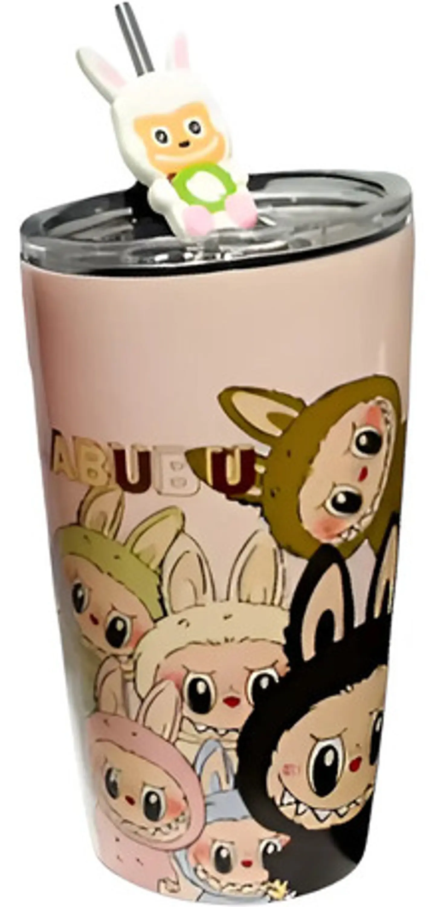 Botilito Térmico Pitillo  Infantil Labubu 500ml Acero 1