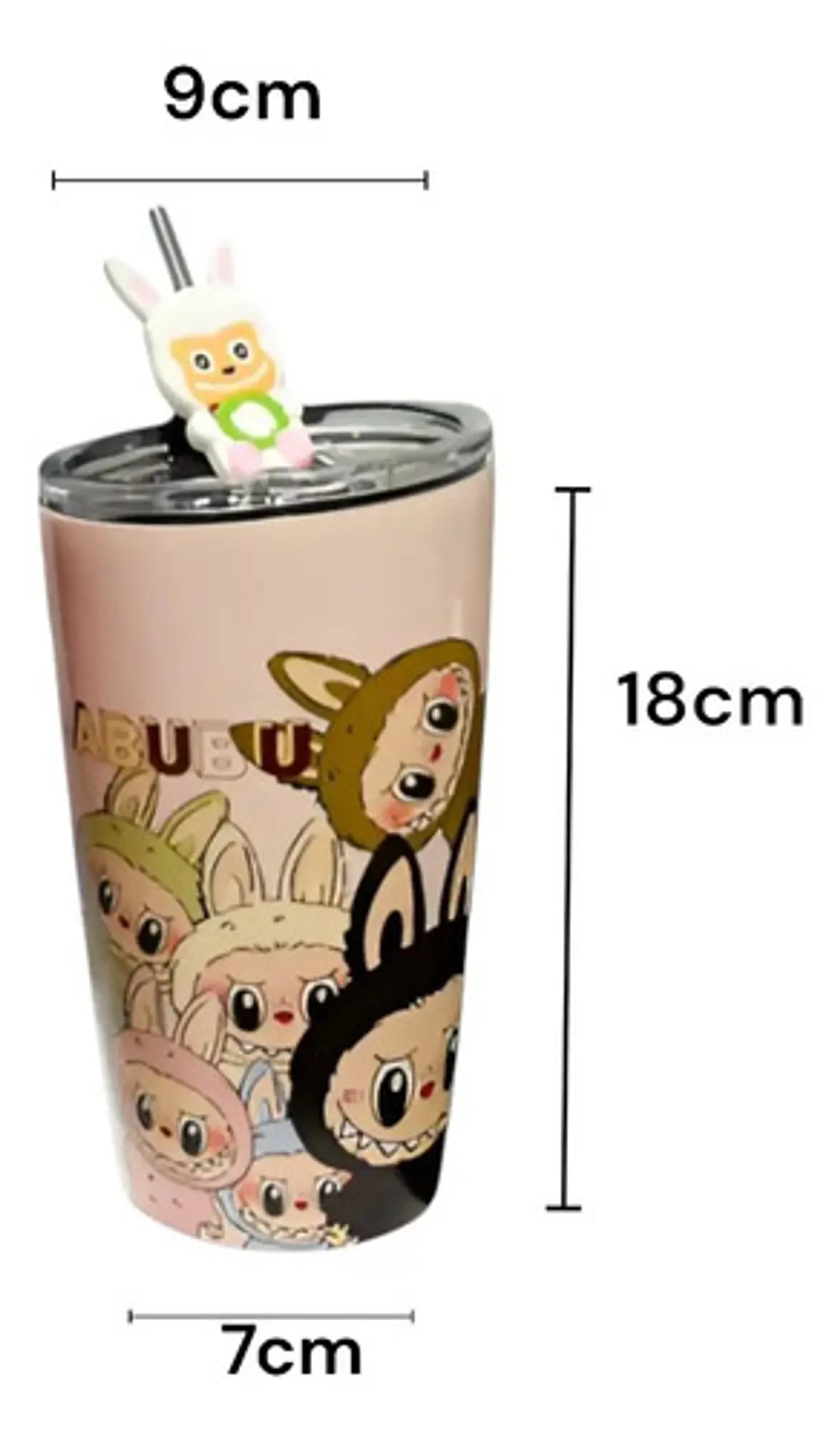 Botilito Térmico Pitillo  Infantil Labubu 500ml Acero 2