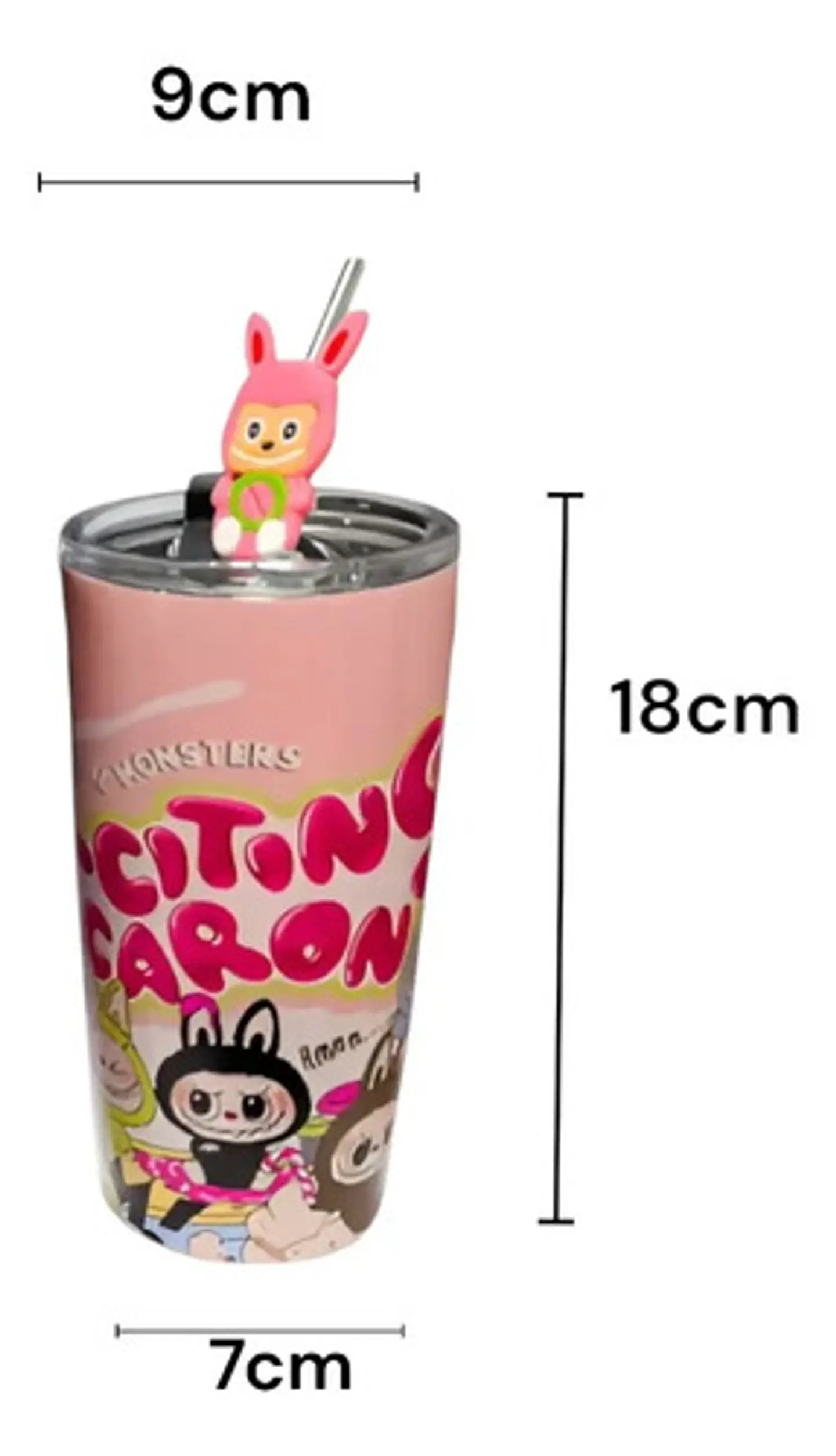 Botilito Térmico Pitillo  Infantil Labubu 500ml Acero 5