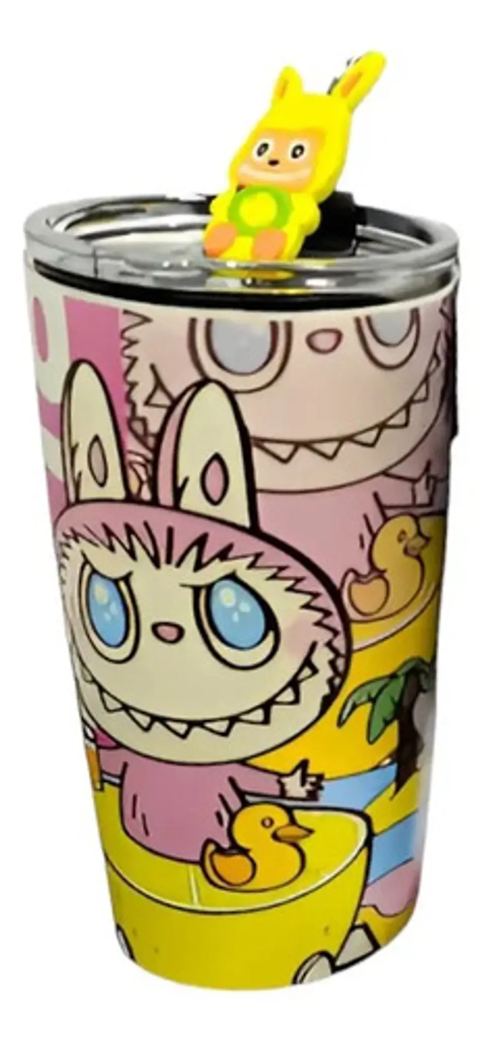 Botilito Térmico Pitillo  Infantil Labubu 500ml Acero 7