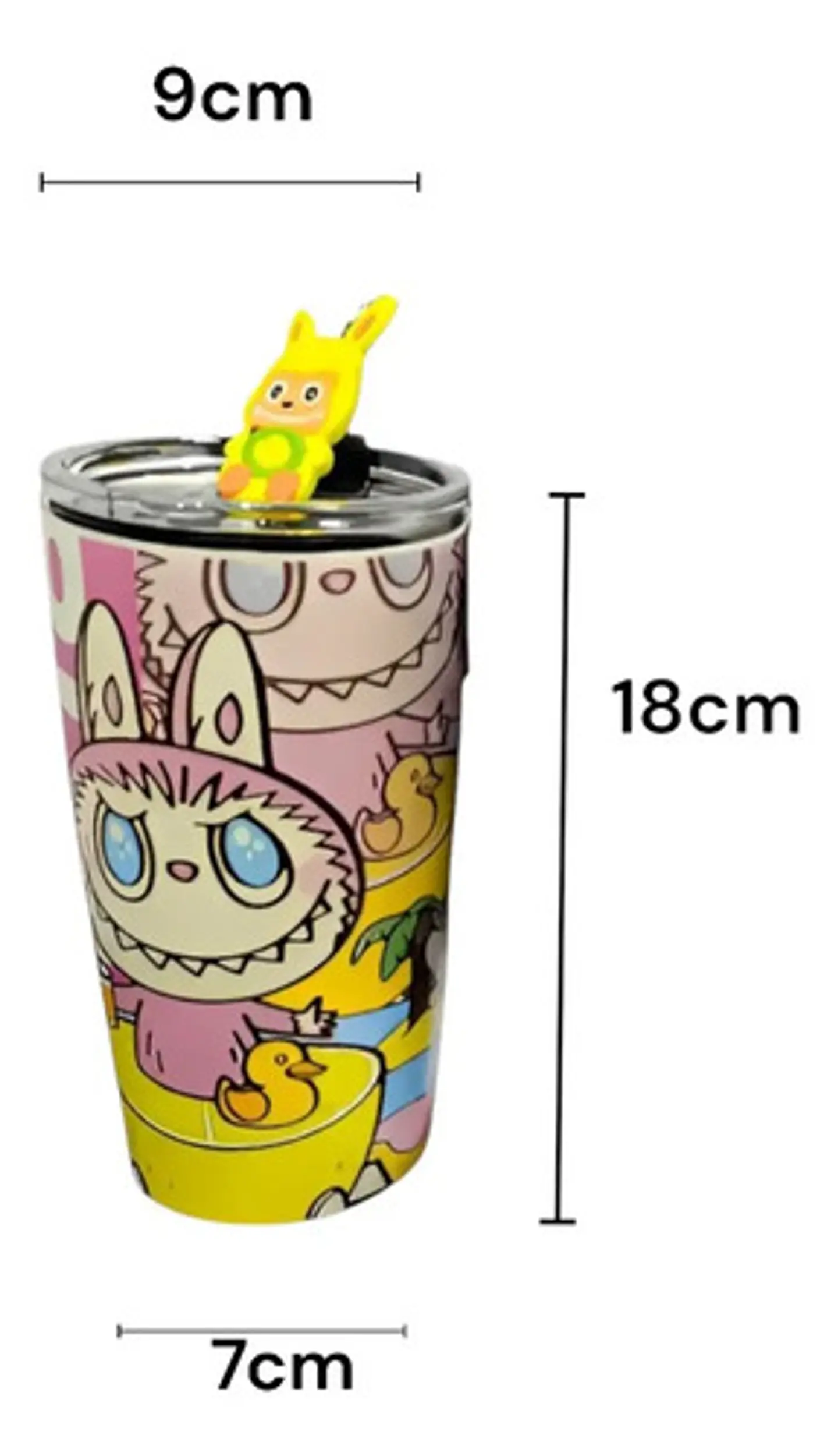 Botilito Térmico Pitillo  Infantil Labubu 500ml Acero 9