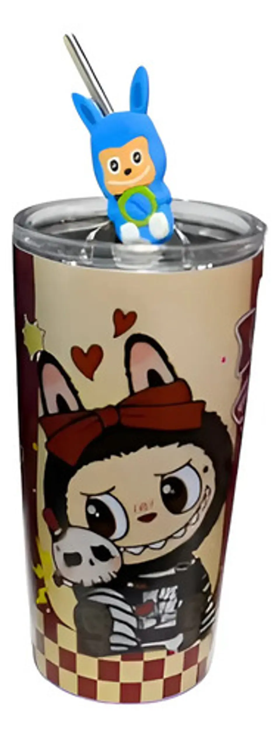 Botilito Térmico Pitillo  Infantil Labubu 500ml Acero 10