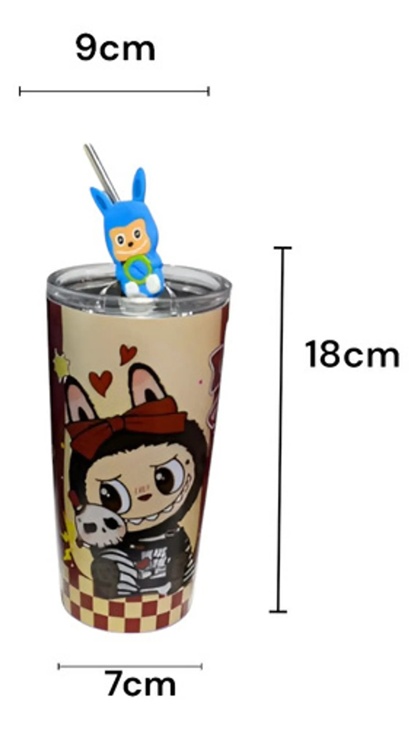Botilito Térmico Pitillo  Infantil Labubu 500ml Acero 12