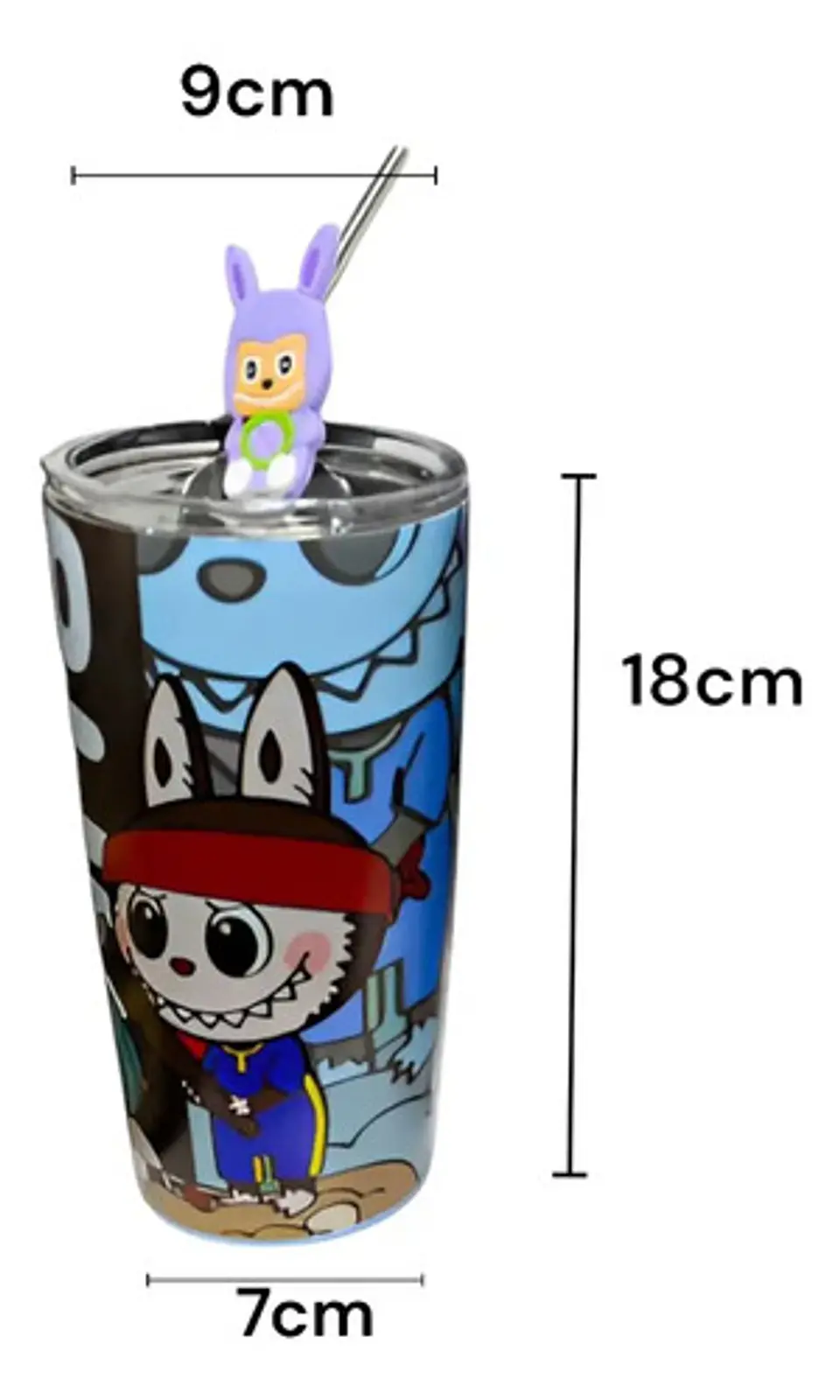 Botilito Térmico Pitillo  Infantil Labubu 500ml Acero 14