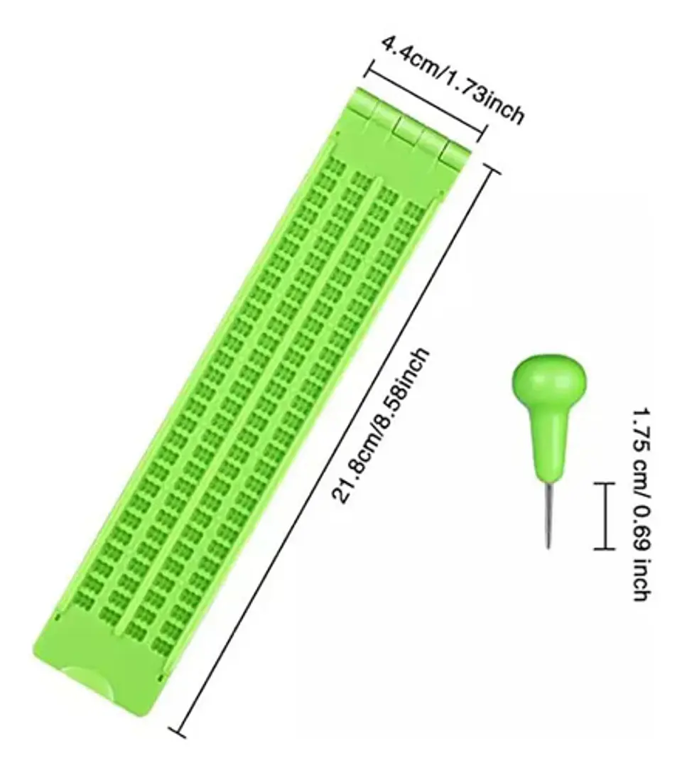 Pizarra De Escritura Braille 4 Líneas Y Punzador Invidentes 3