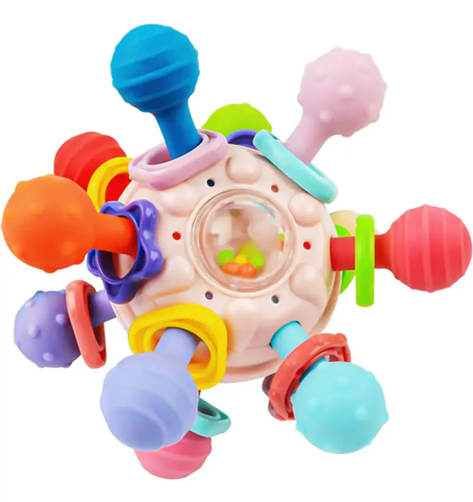 Juguete Bebe Llama Dientes Sonajero Estimulacion Motricidad Color Rosa Claro Llamadientes 1