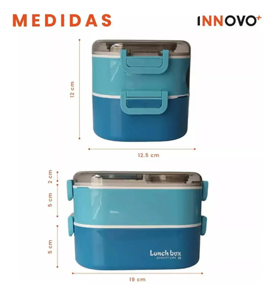 Porta Comida Lonchera X2 Niveles Lonchera Fiambrera 12