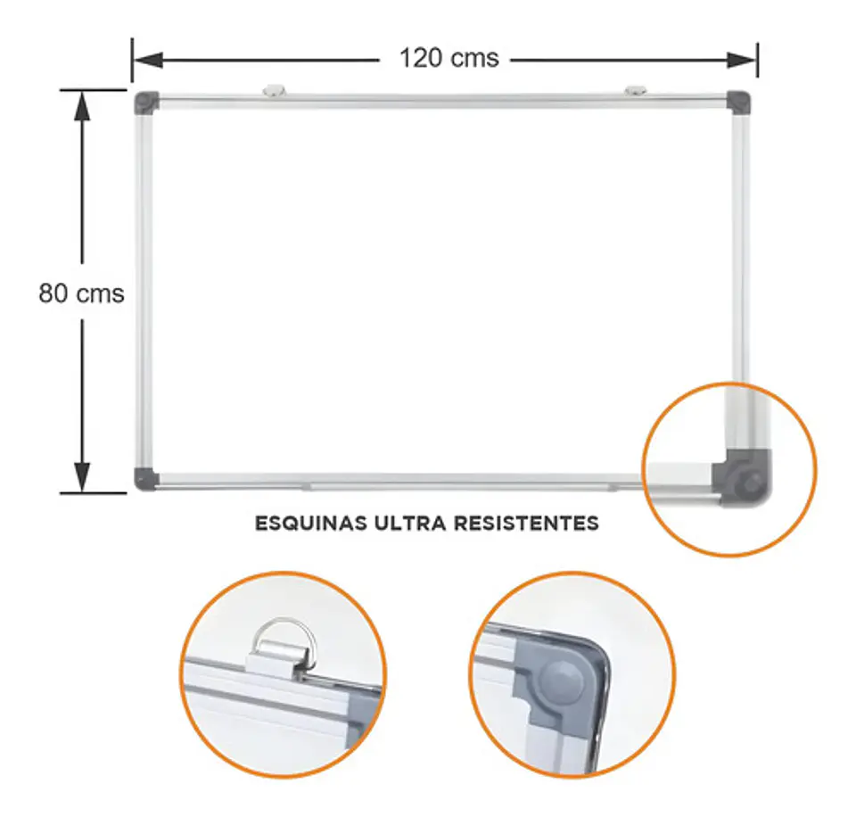 Tablero Acrílico Blanco Borrable 120 X 80cm Imantado 2