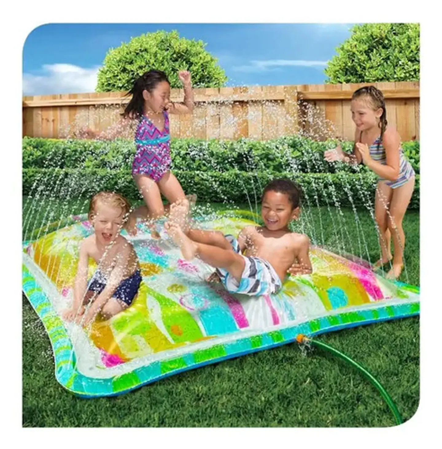 Inflable Piscina Chorros Spray Mangera Lluvia Color Verde Claro 1