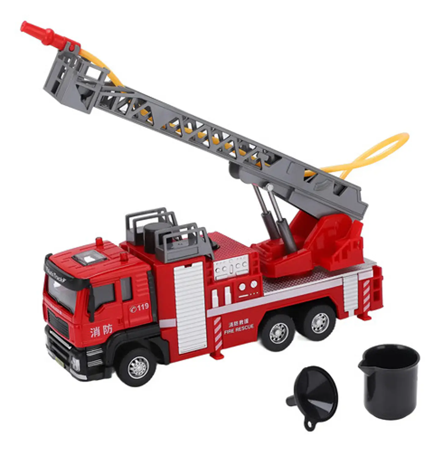 Camion Bomberos Aleacion Metal Luces Sonido Escala 1:50 Color Rojo 1