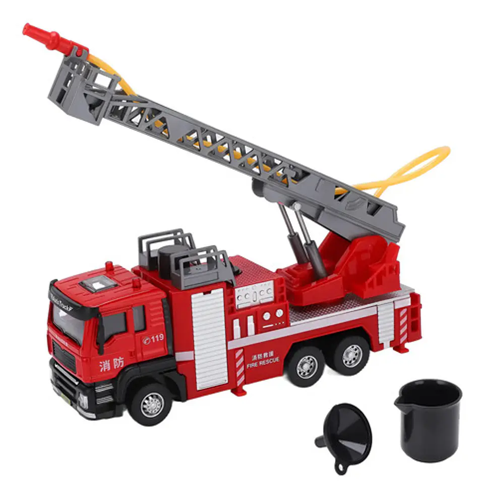 Camion Bomberos Aleacion Metal Luces Sonido Escala 1:50 Color Rojo 1