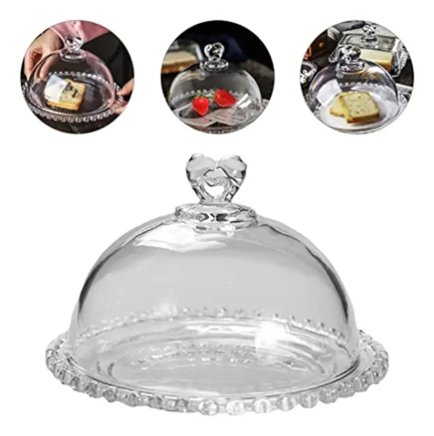 Mantequillera Bandeja Soporte Tortas Tapa Cristal Postres 5