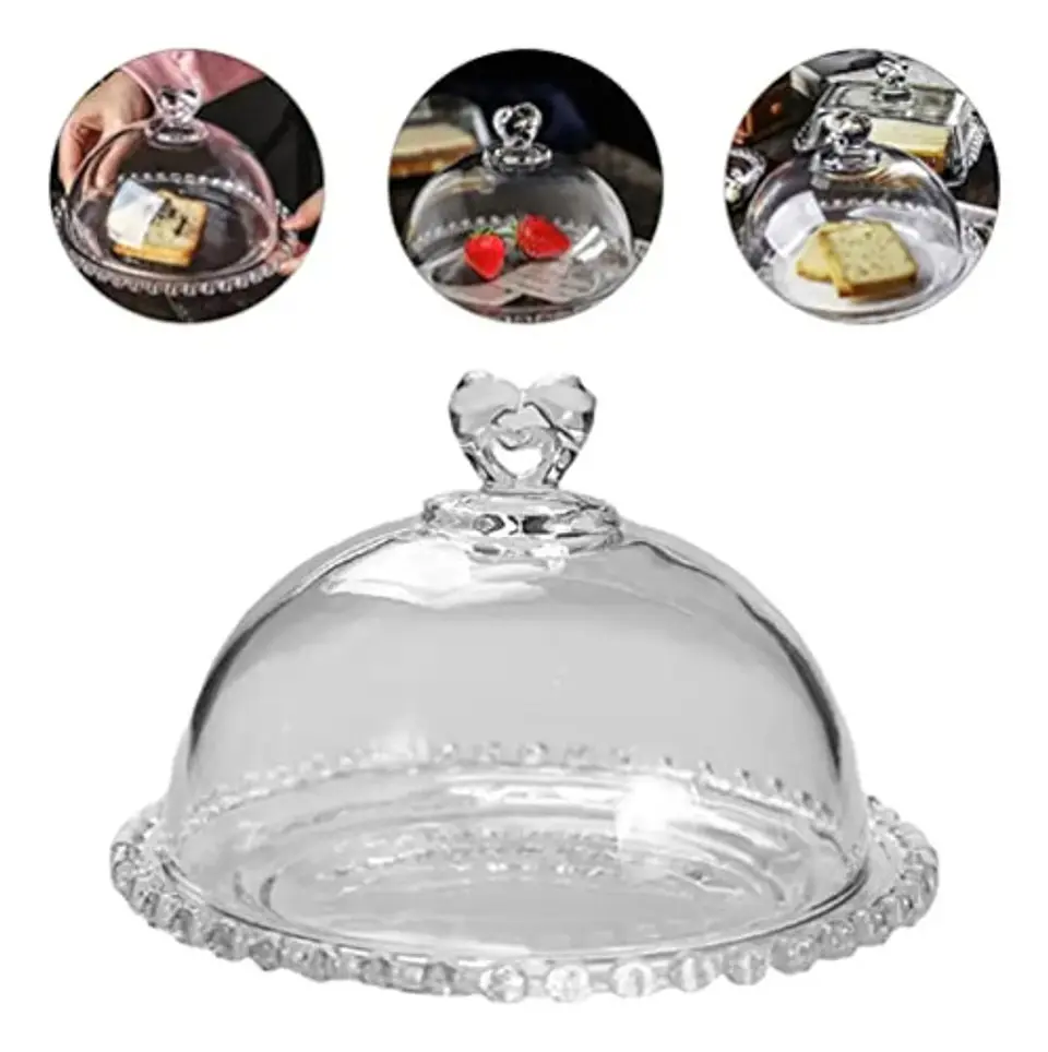 Mantequillera Bandeja Soporte Tortas Tapa Cristal Postres 5