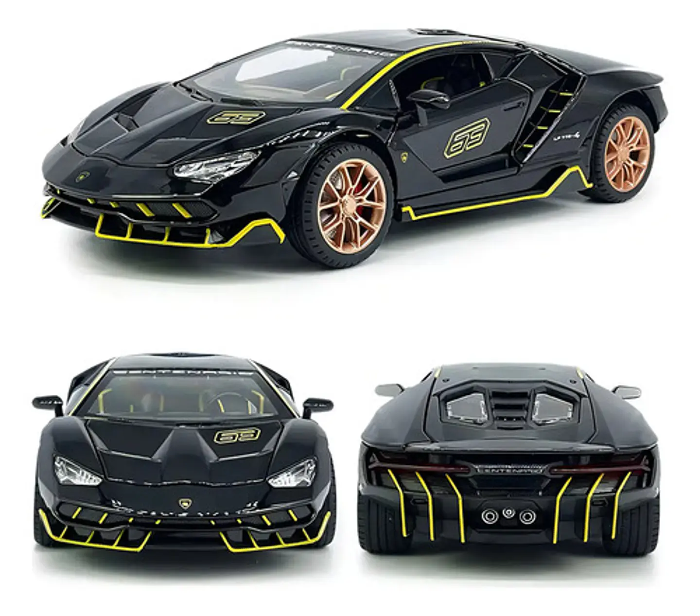 Carro Escala 1:24 Lamborghini Centenario My66 Colección Negro Metal 2