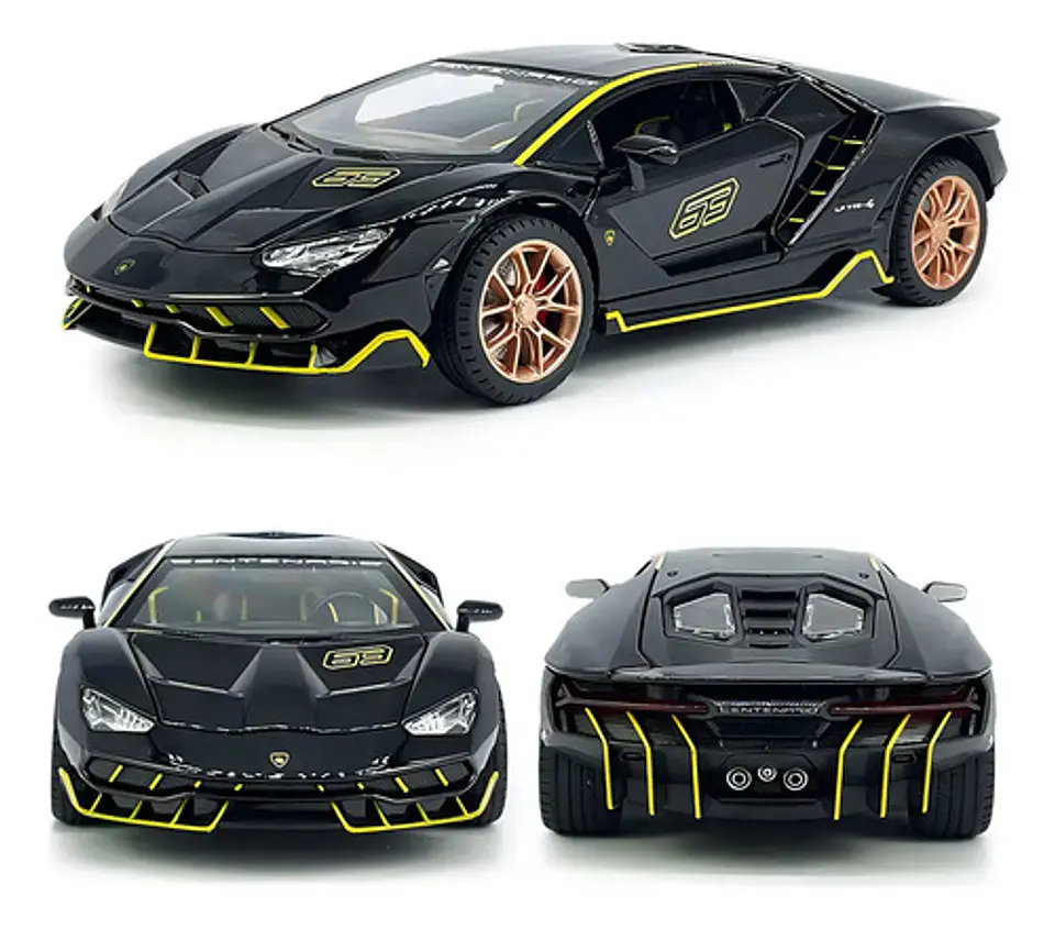 Carro Escala 1:24 Lamborghini Centenario My66 Colección Negro Metal 2