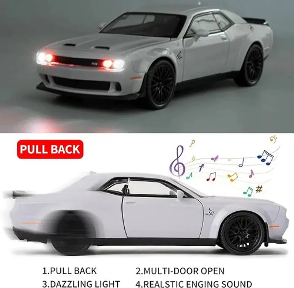 Dodge Challenger Srt Hellcat Redeye Miniatura Metal Car 1/24 20