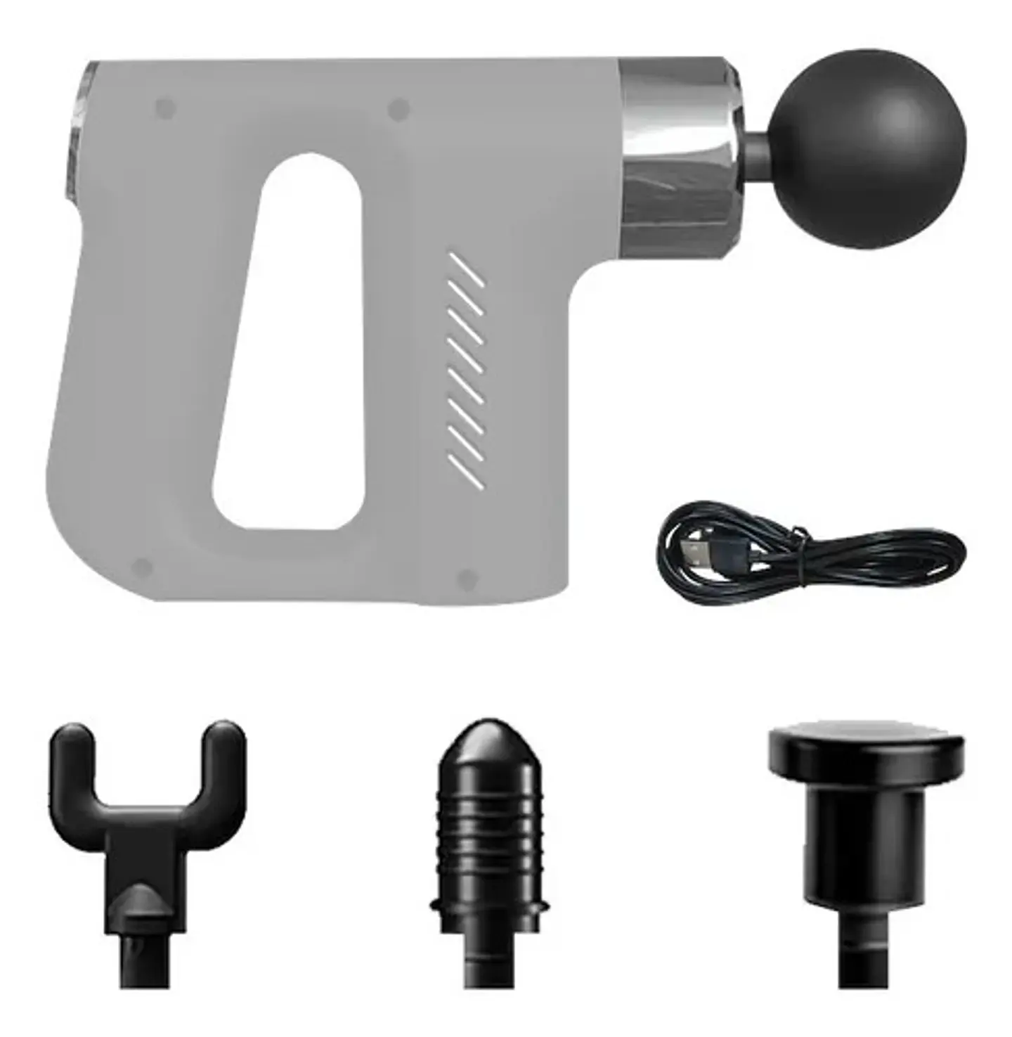 Pistola Masajeadora Fascial Gun Kh-740 5 Niveles Gris Para Fisioterapia 5v 1