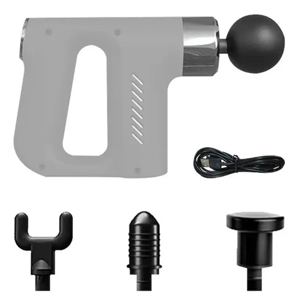 Pistola Masajeadora Fascial Gun Kh-740 5 Niveles Gris Para Fisioterapia 5v 1